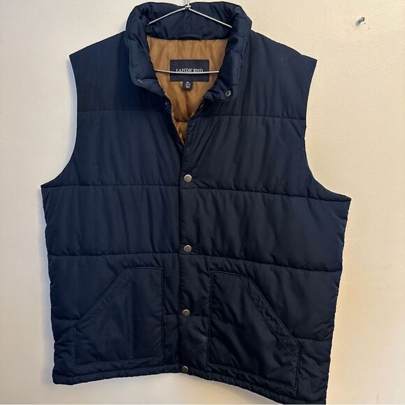 Lands' End Men's Size XL Puffer Vest Blue Polyester - Picture 1 of 6